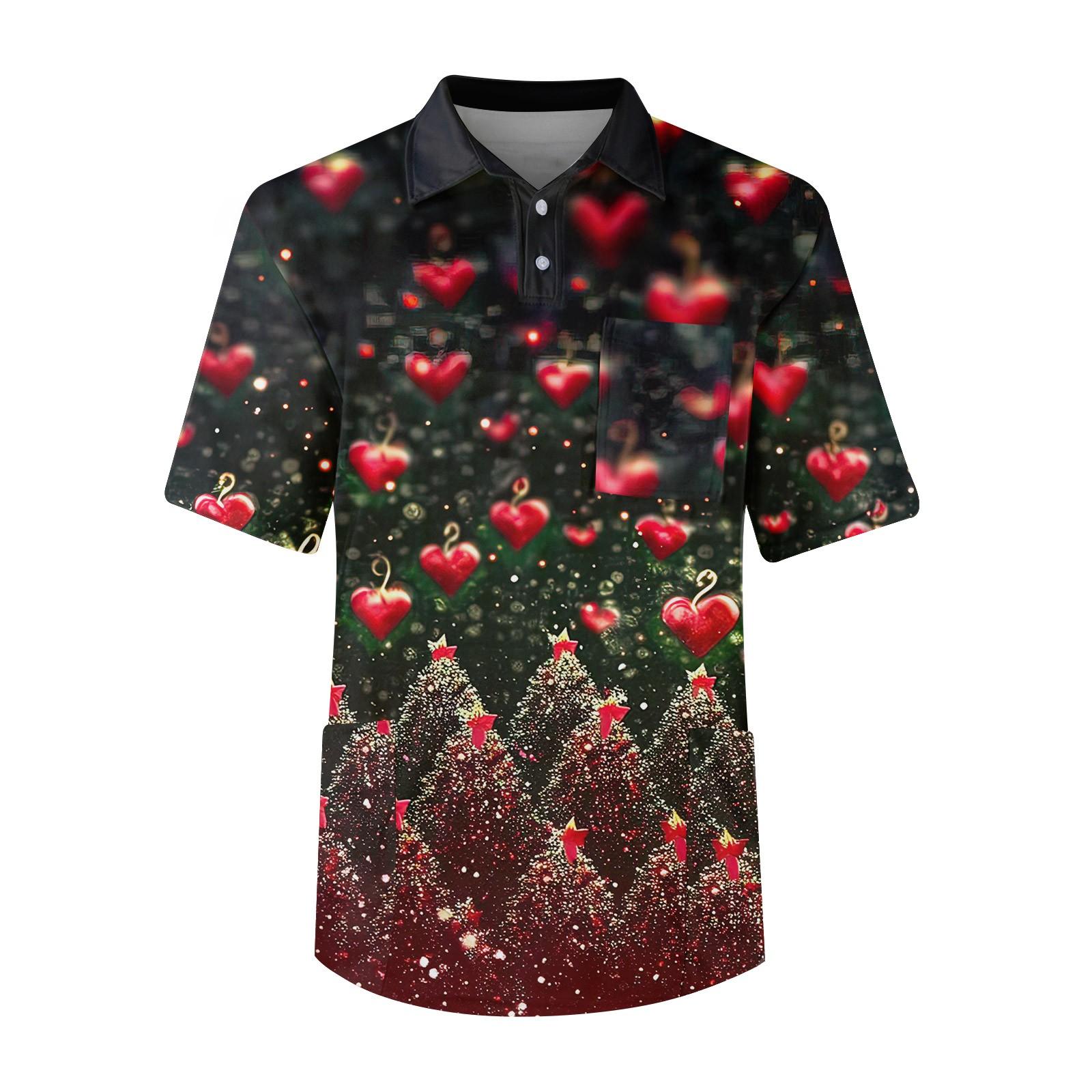 Wahaha123 Herenshirt met korte mouwen, revers, effen kleur, borstzak en droogtrommel XXXL