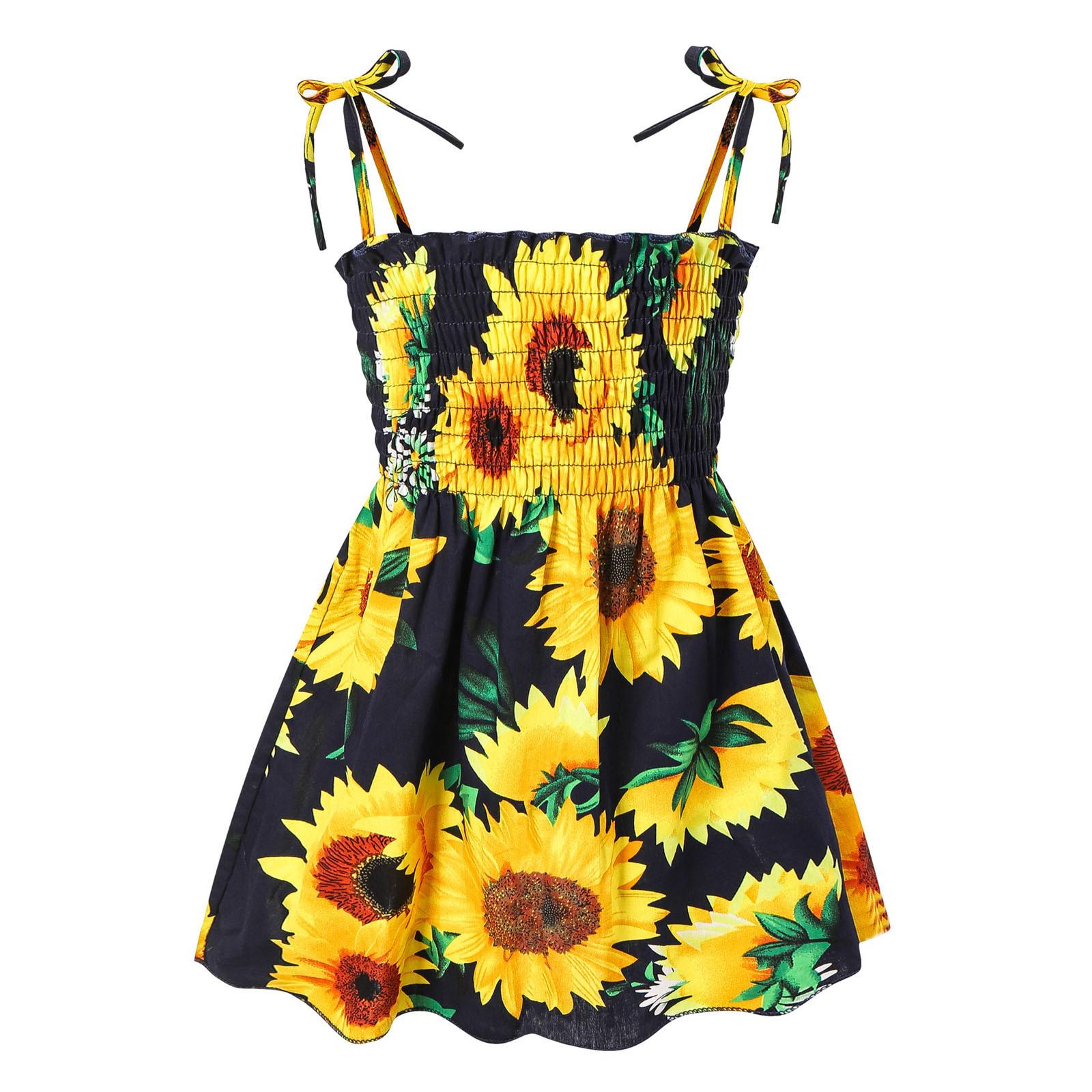 ZuiBaDuDu Toddler Kids Baby Girls Sunflower Slip Dress Floral Beach dress Clothes 90 Vloot