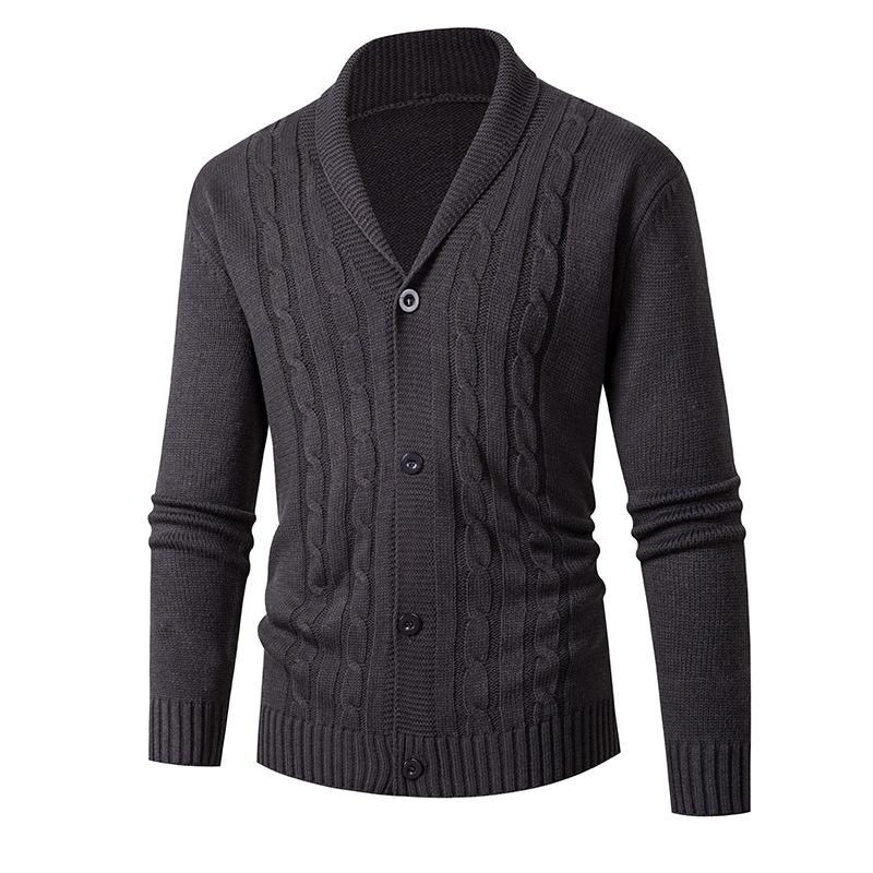 KAOLA Heren lente en herfst verdikt warm lang mouwen gebreide cardigan hennep patroon casual cardigan zakelijke ademende cardigan 2XL