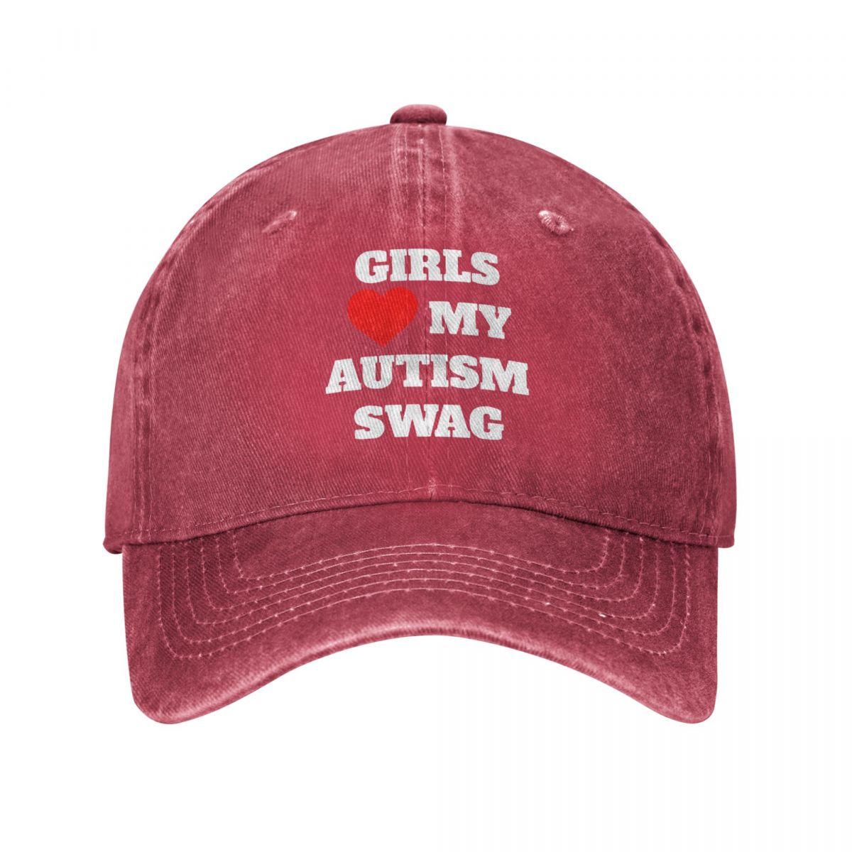 91421224MABN1UXM5T Meisjes Hart Mijn Autisme Swag Baseball Caps Vintage Versleten Denim Gewassen Snapback Hoed Buitenactiviteiten Verstelbare Caps Hoed One Size