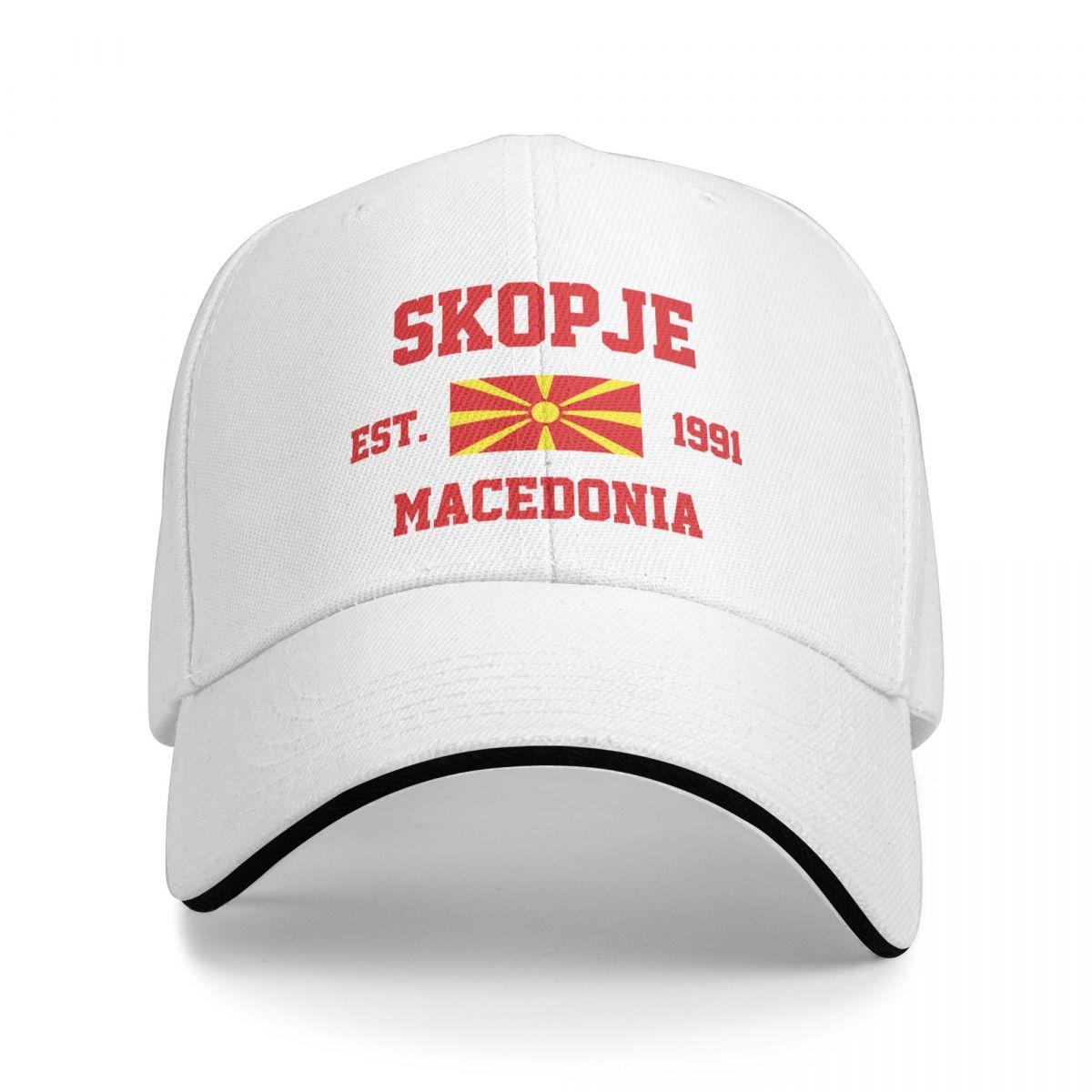 91530103MABXANBX49 Baseball Cap Noord-Macedonië EST.1991 Skopje Hoofdstad Unisex WoUnisex Unisex Hip Hop Sandwich Caps Snapback Golf Hat Vissen One Size