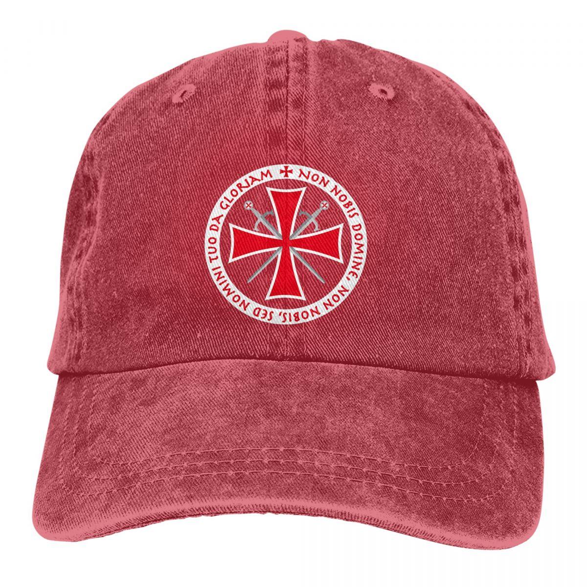 LorlaHome Vrijmetselaar Gouden Vierkant Kompas Meerkleurige Hoed Pet Templar Cross Non Nobis Domine Crusader Knight Gepersonaliseerde Vizierhoeden One Size
