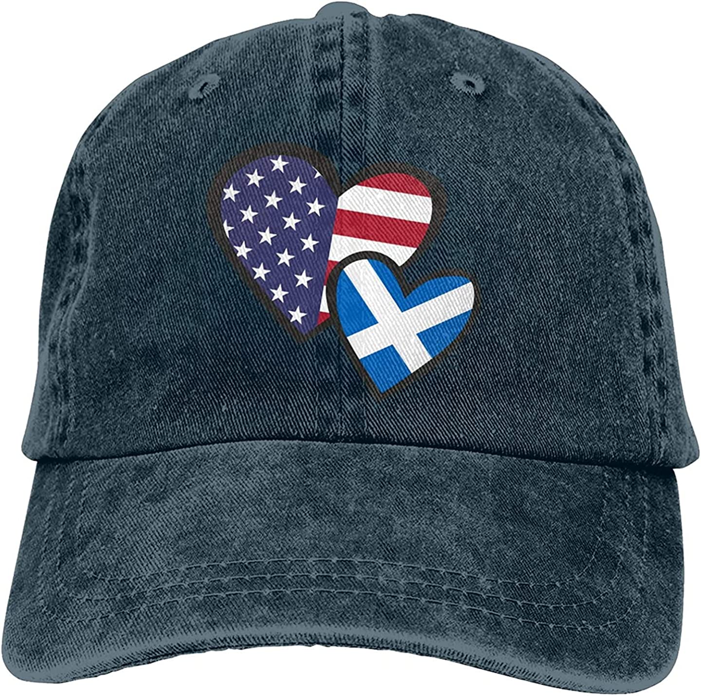 91440605MAC3NXC54W In elkaar grijpende harten Amerikaanse Schotland vlag Unisex casual denim caps papa hoed katoen verstelbare baseball cap One Size