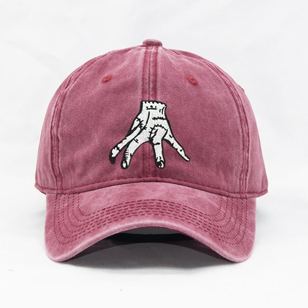 91440118MAC4M03W3Q Wednesday Addams Severed Hand 3D Borduurkatoenen Baseball Cap Gewassen Papa Hoeden voor Unisex Verstelbare Unisex bucket hat