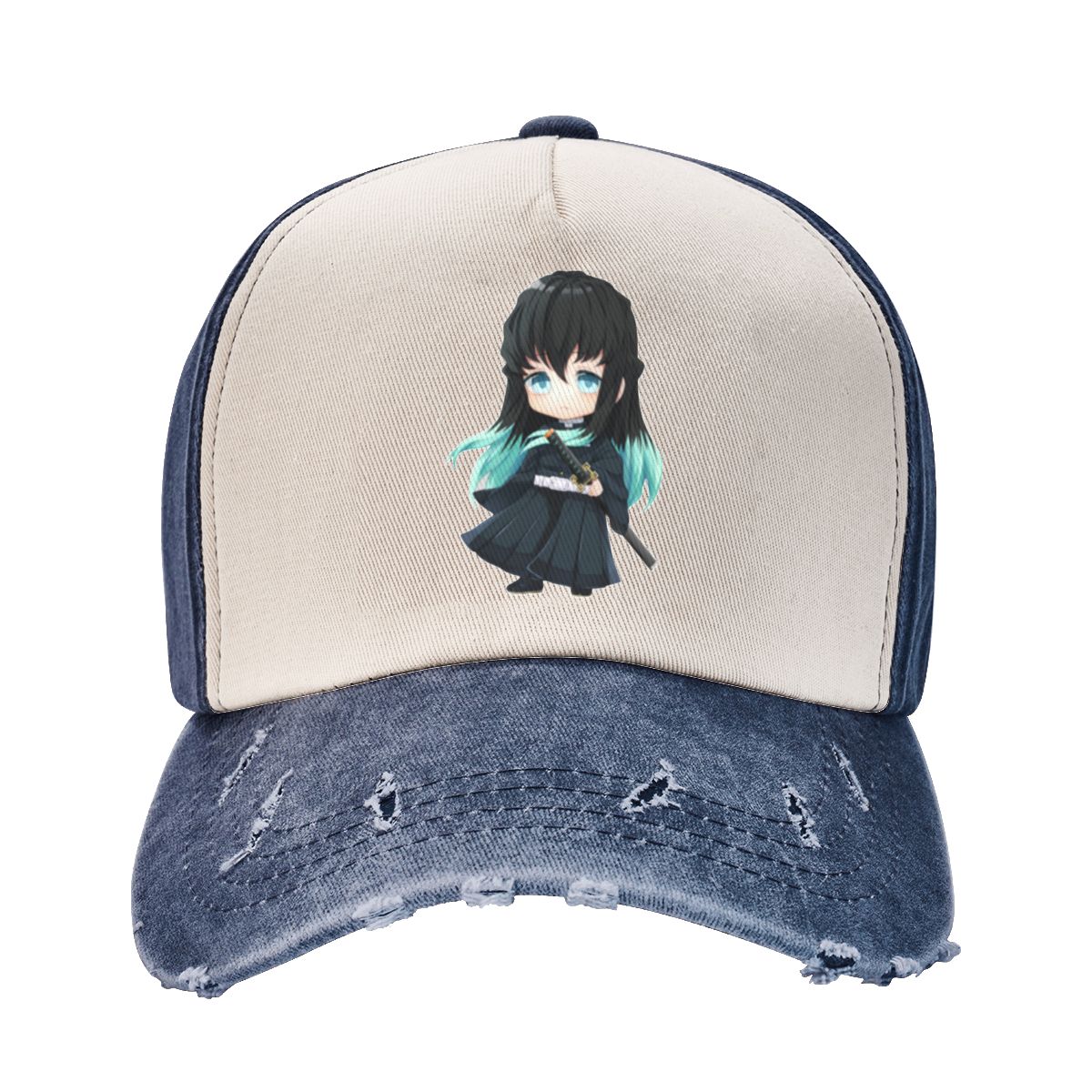 Kiki Cap Demon Slayer Muichiro Tokito Chibi Baseball Caps Merch Vintage Distressed Denim Dad Hat Unisex Outdoor Zomer Hoeden Cap One Size