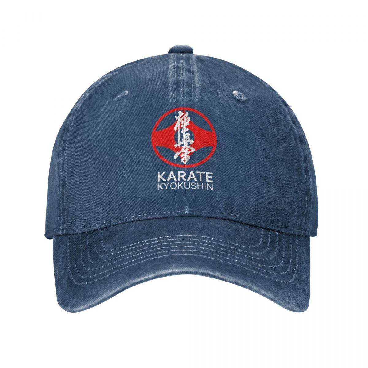 Kiki Cap Kyokushin Karate-symbool en Kanji Trucker Hat Stuff Vintage Distressed Denim Washed Baseball Cap voor Unisex Stijl Verstelbaar One Size