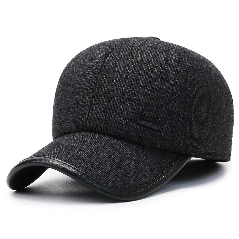 Queeniec Nieuwe winterfleece verdikte mode-baseballpet van middelbare leeftijd en ouderen, eenvoudige trend, winddichte oorbescherming, warme muts 56-61 adjustable