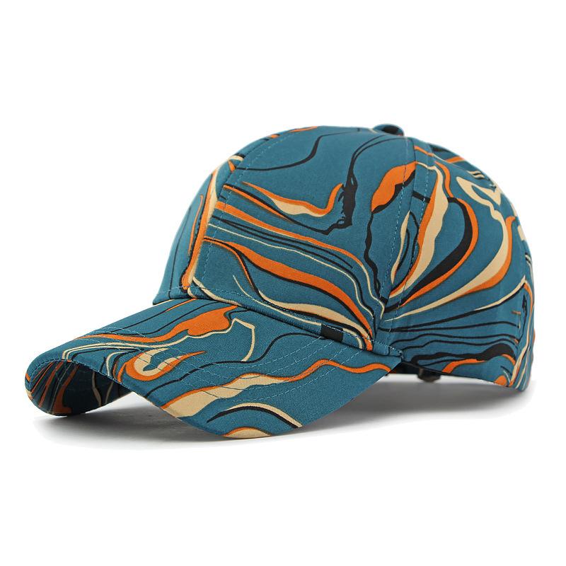 ONIHUA Graffiti Cap Mannen Outdoor Schilderijen Zonnehoed Baseball Cap Vrouwen Vizier Hoeden Paardenstaart Panama Cap blauw