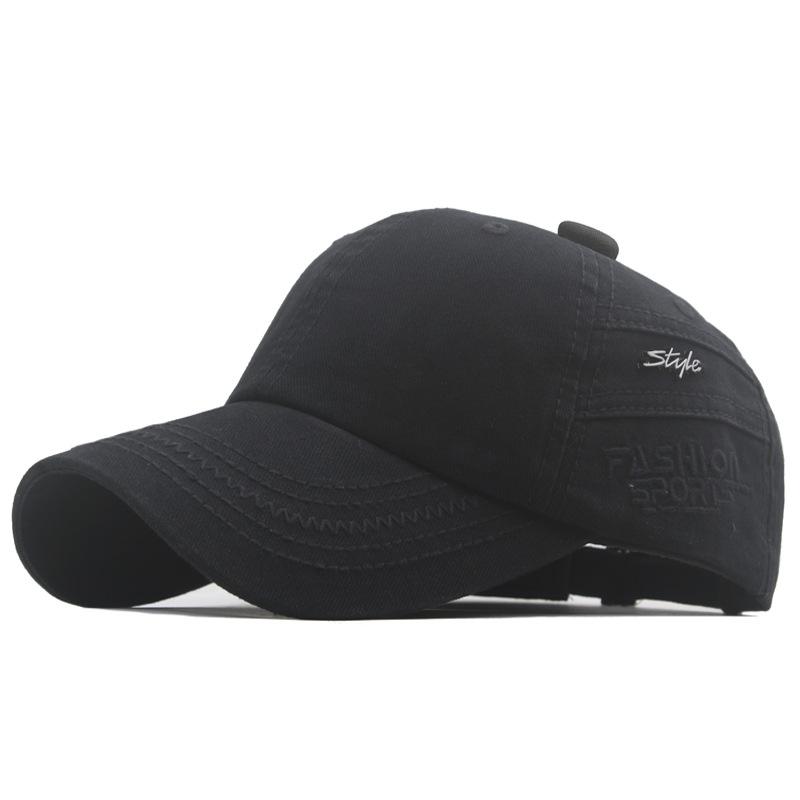 ONIHUA Zomer Baseball Cap Katoen Heren Geborduurde Big Head Cap Outdoor Sport Zonnebrandcrème Hoed zwart