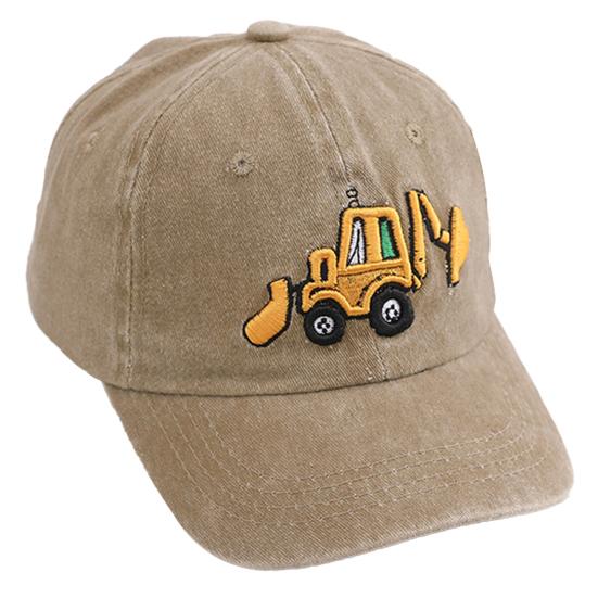 Moke Unisex Kinderen Hoed Gewassen Retro Baseball Cap Cartoon Graafmachine Borduurwerk Lange Rand Anti-UB Zonbescherming Buiten Hoofddeksel Zonnehoed kaki