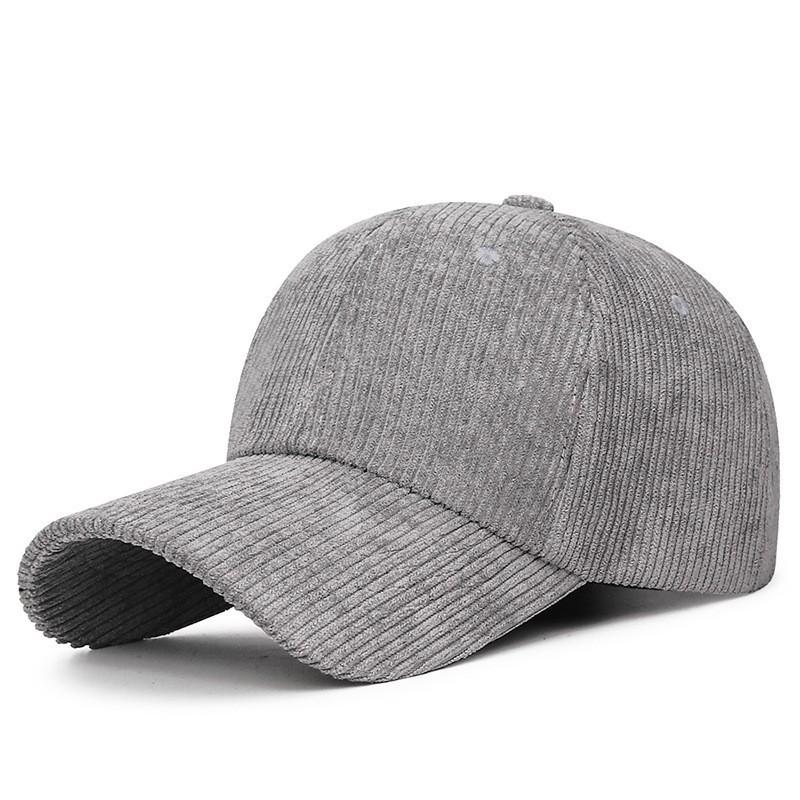 WTEMPO Herfst- en winter corduroy baseballpet voor dames en heren, effen kleur, strakke versie, veelzijdige casual duck tongue pet one size grijze kleur