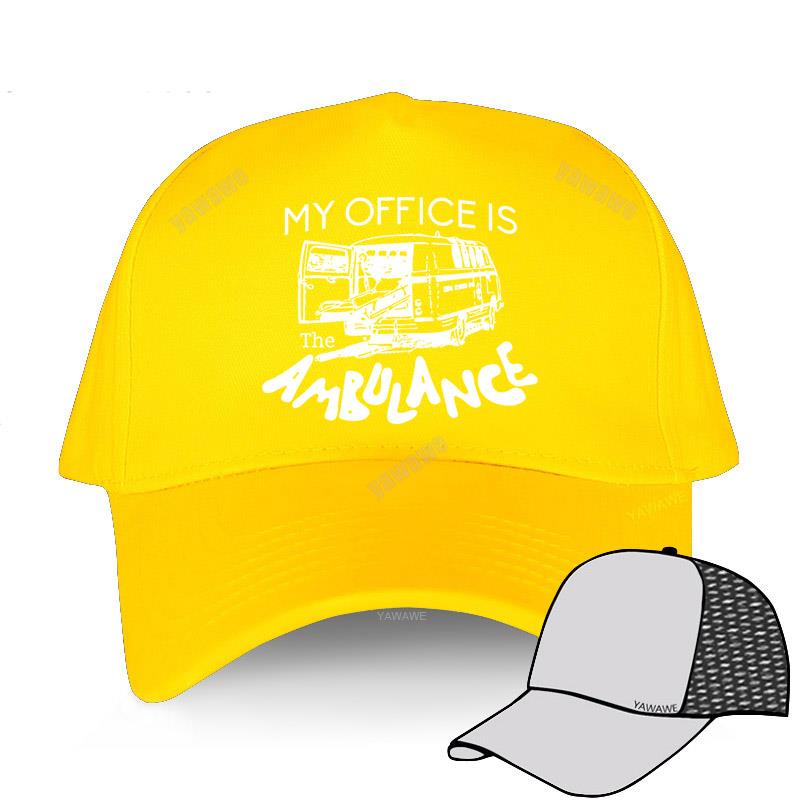 91530326MAC20BWG5P Zwarte casual hoeden jongens bedrukte baseballpet My Office Is The Ambulance Man Dames zomerhoed outdoor Snapback caps sportmotorkap Adjustable