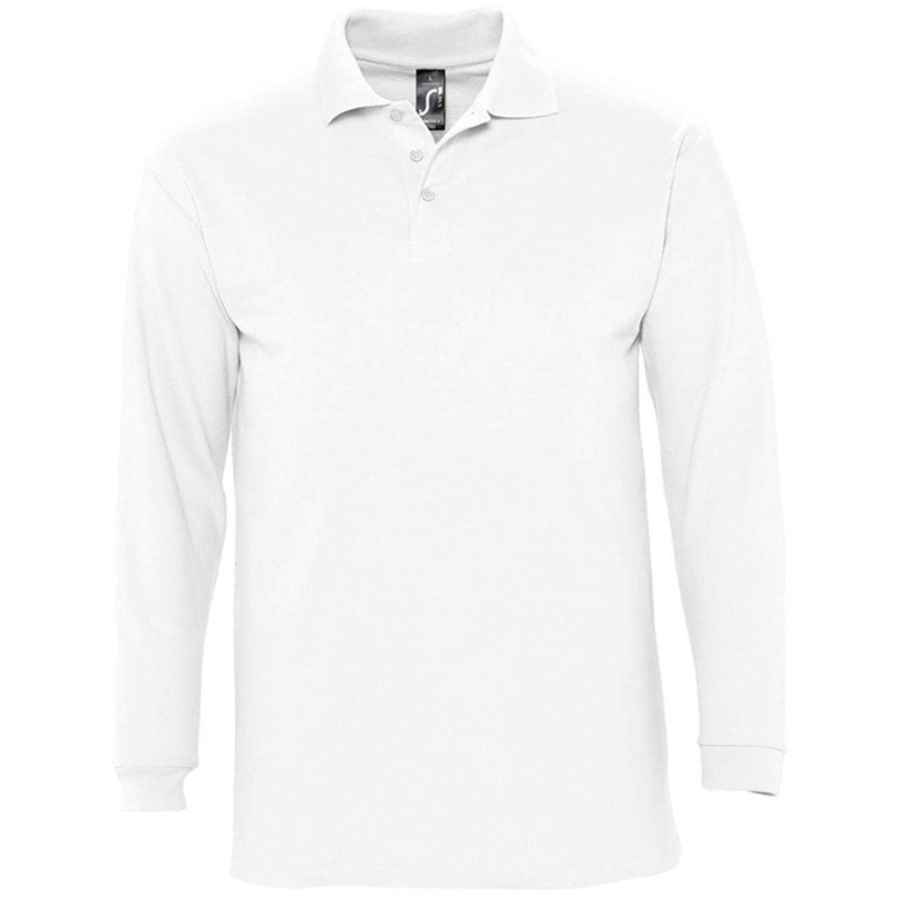 SOLS Heren Winter II piqué katoenen poloshirt met lange mouwen XXL wit