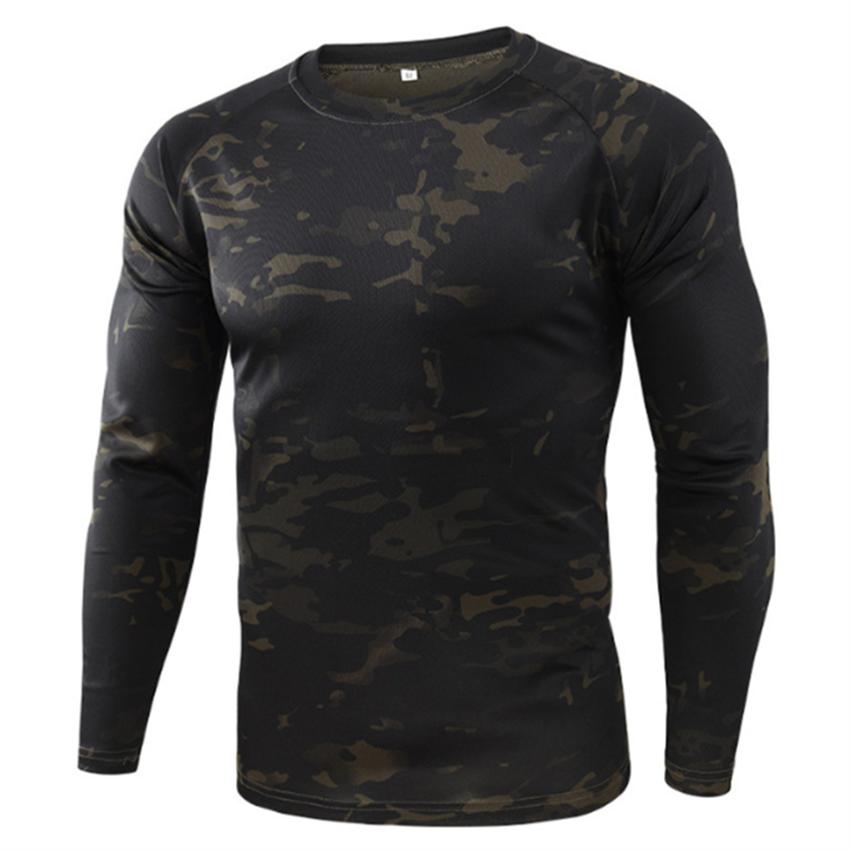 ETST 03 Lente en herfst outdoor pythonprint 3D jungle camouflage trainingskleding ronde hals T-shirt heren losse lange mouwen M