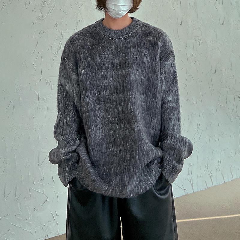 The second face a man Maheimao trui heren herfst en winter losse mode luie trui met lange mouwen gebreid 2XL grijs