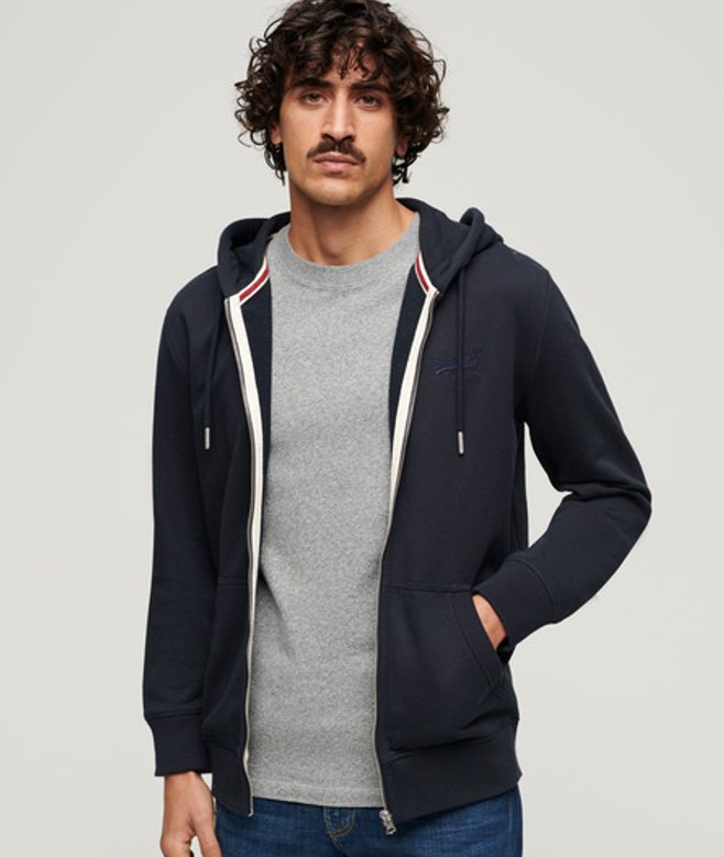 Superdry Essential Logo Hoodie met Rits Blauw