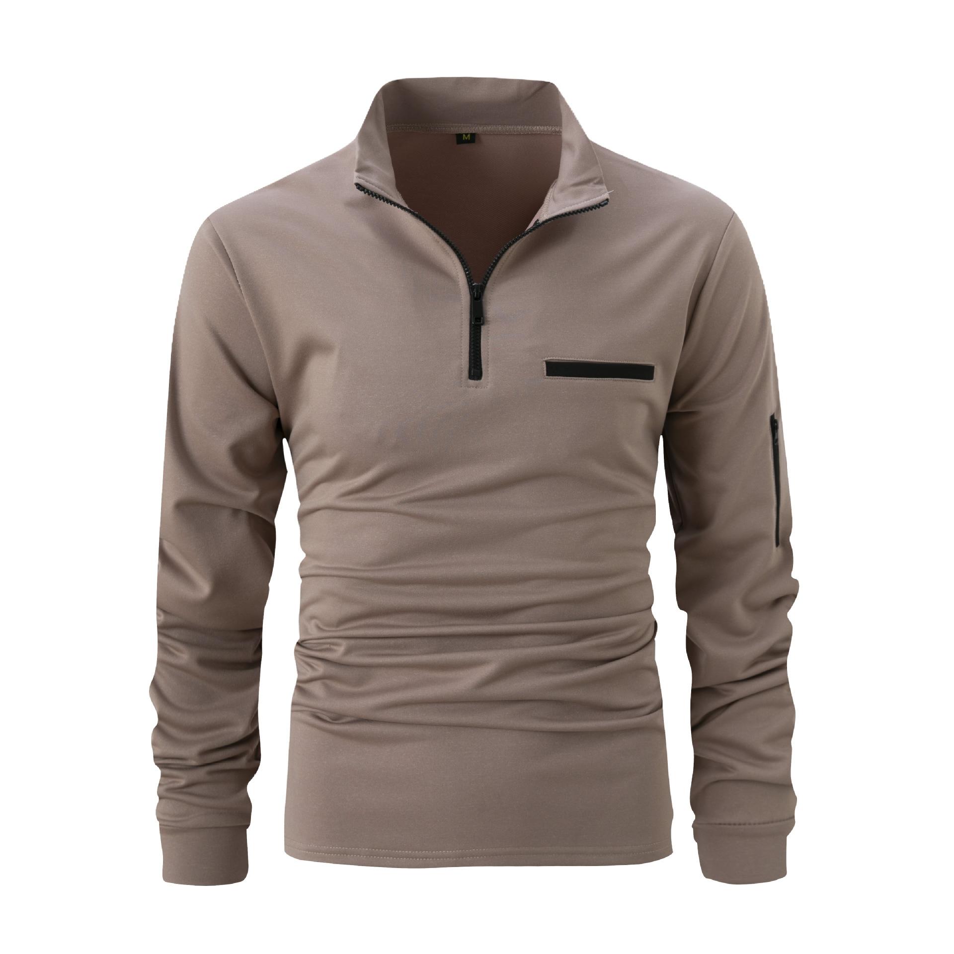 WowClassic Lente Herfst Polo's Shirt Arm Rits Sportpoloshirts voor heren S kameel