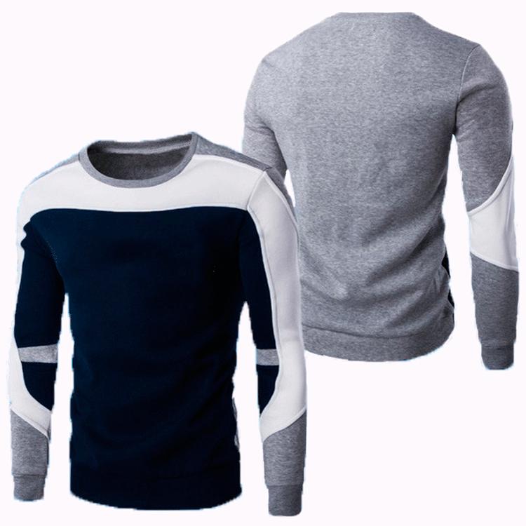 QGOOD Heren Casual Crewneck Sweatshirt Color Block Herfst Lente Pullover Sweatshirts L