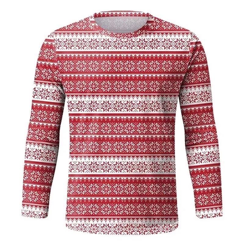 HerSight Kerstfestival 3D-geprint T-shirt met lange mouwen voor mannen en vrouwen Casual mode Streetwear Comfortabele tops Promotie T-shirts 6XL