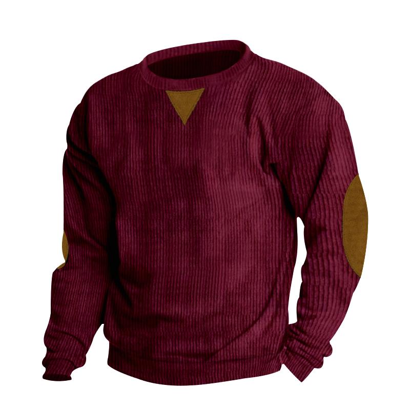 WOLF MAN 2024 Herfst Winter Nieuwe Heren Ronde Hals Casual O-Hals Corduroy Lange Mouw Trui XXL wijnrode kleur