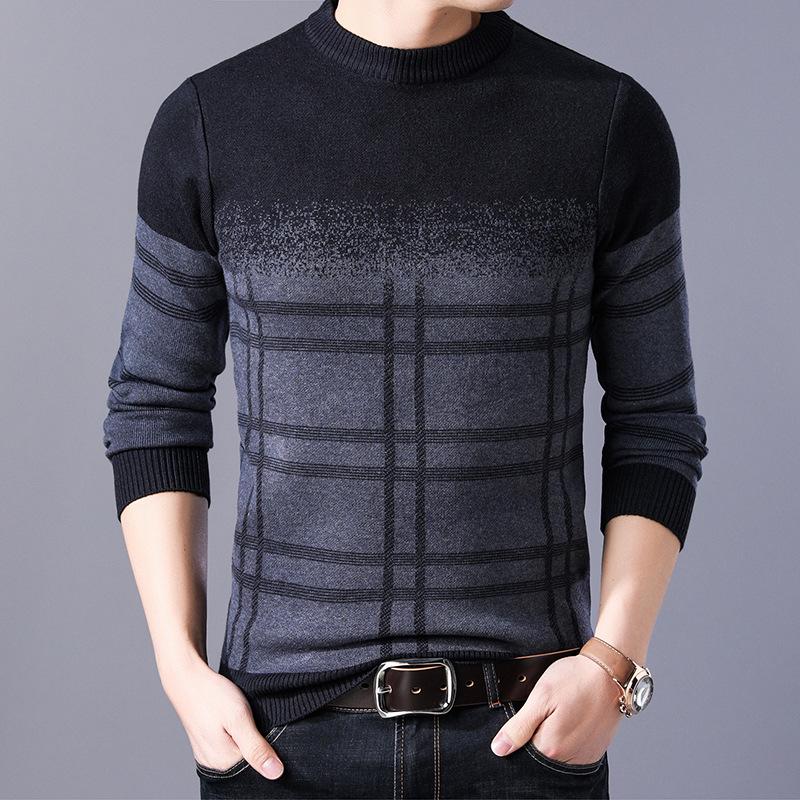 VantaGoods Casual gebreide trui voor heren: Herfst/Winter, Ronde Hals, Losse Pasvorm, Plus Fluweel, Grote Maat Basis Shirt XXXXL grijze kleur