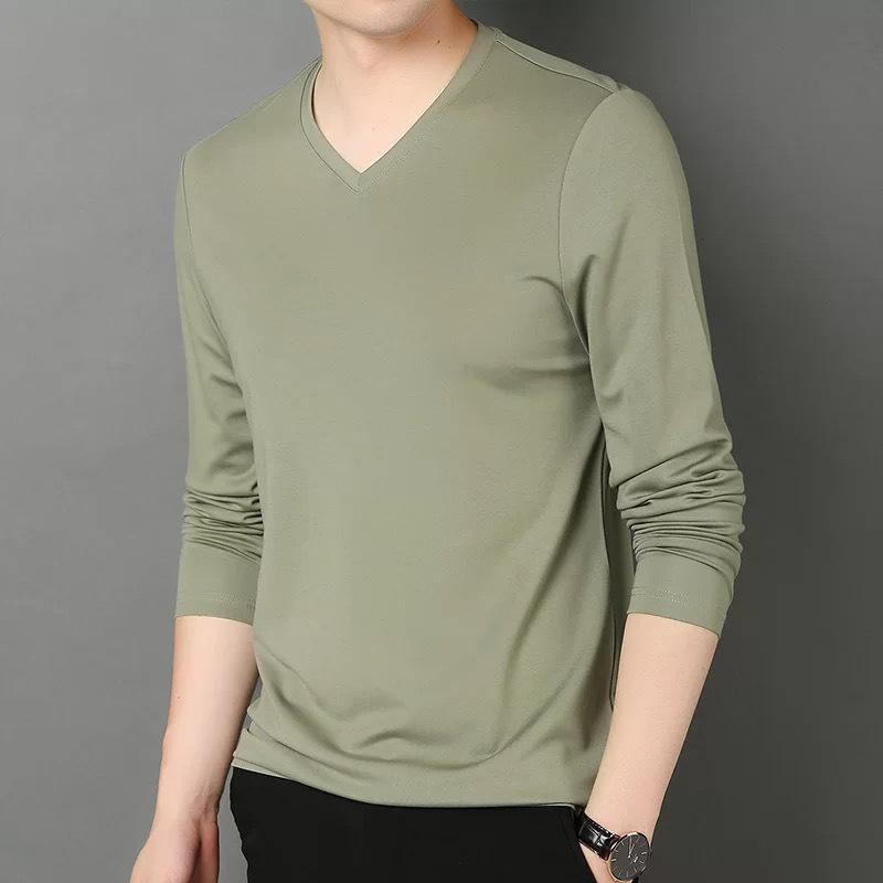 VantaGoods 2023 Heren Slim Fit V-hals T-shirt met lange mouwen voor lente en herfst 5XL