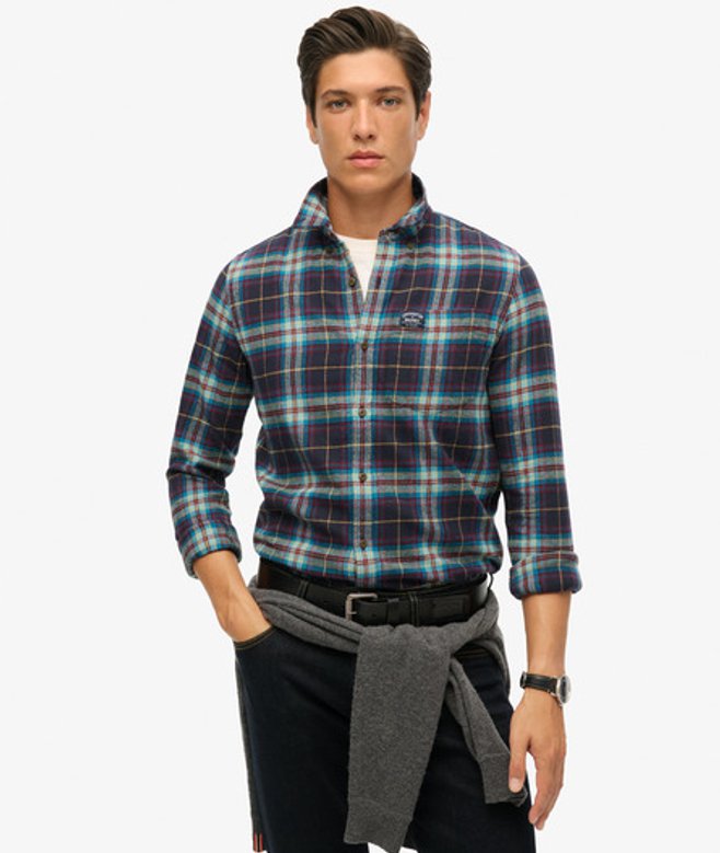Superdry Katoenen Houthakkersoverhemd met Lange Mouwen Blauw