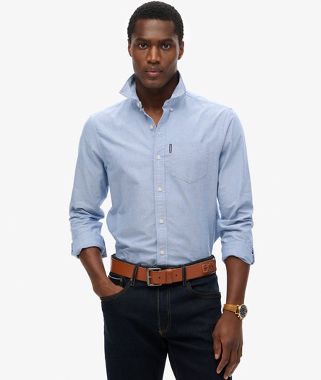 Superdry Essentials Oxford-overhemd met Lange Mouwen Blue