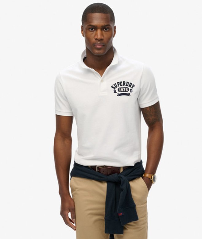 Superdry Klassieke Pasvorm Polo met Applicatie White