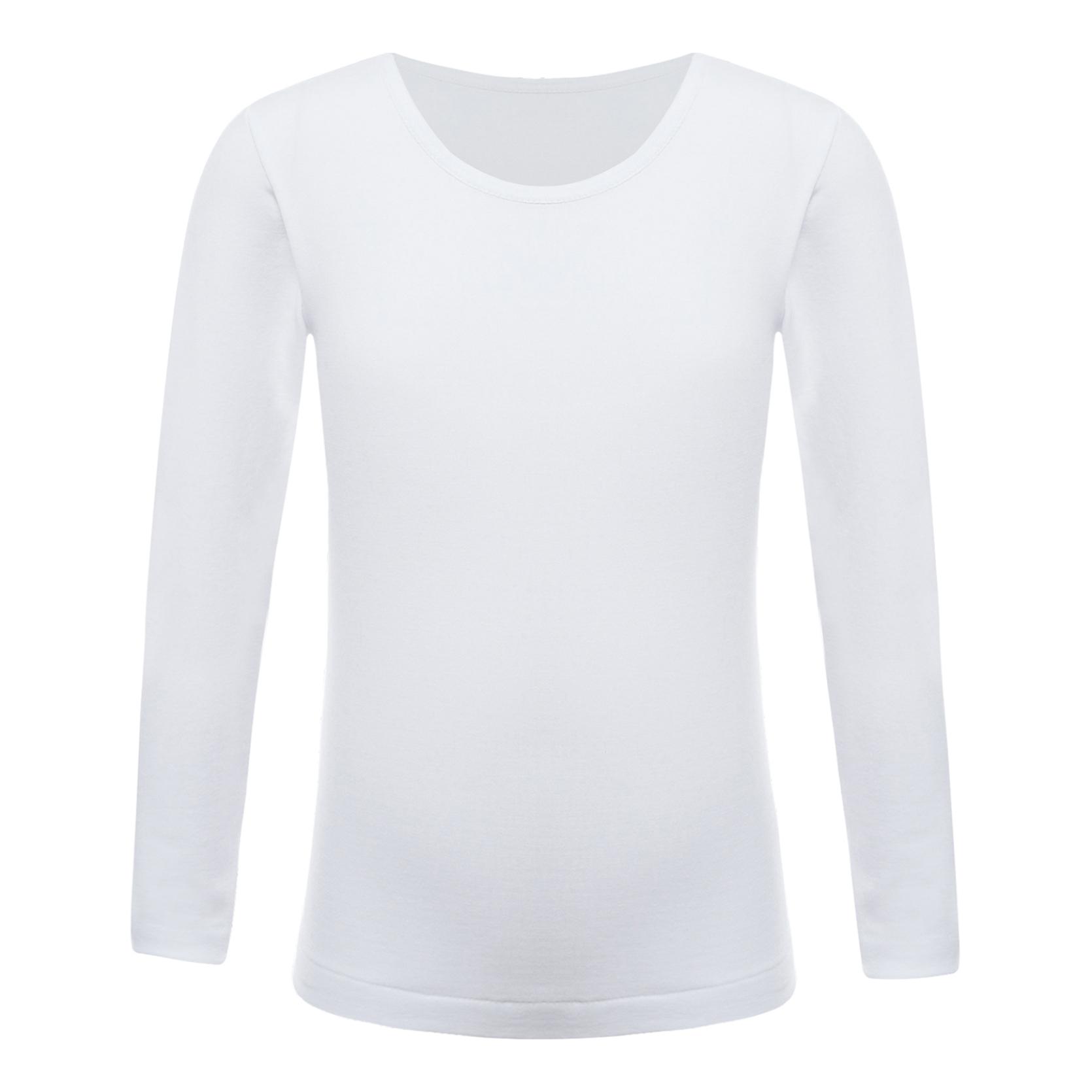 IEFiEL Kinderen Meisjes Effen kleur Lange mouwen Dunne fleece shirts Rekbare thermische ronde hals Pullover Tops 7-10 Years