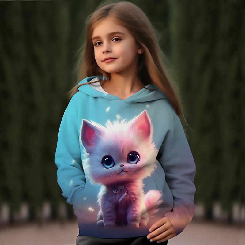 ETST WENDY 011 kinderen Hoodies 3D Print Dier Kat Streetwear Jongens Meisjes Unisex Sweatshirts Oversized Hoodie Kawaii Truien Trainingspakken Kleding 110