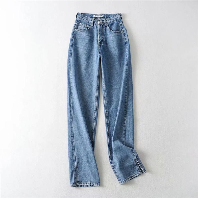 TOSSY Casual jonge damesjeans Rekbare slanke legging Jeans Heupen Panty Rechte broek uitgesplitst L blauw