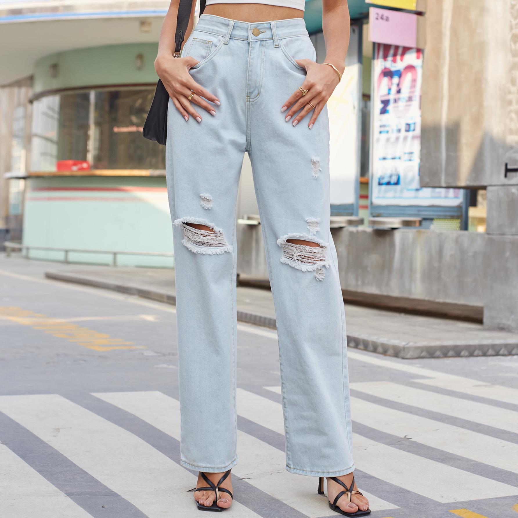 Omena 2023 Nieuwe losse retro damesjeans XXL blauw