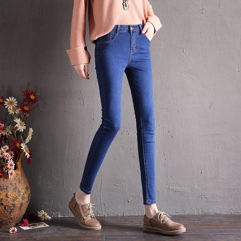 Zhuoneng Clothing Nieuwe lentejeans Dames Hoge taille Strakke elastische dunne broek met kleine voeten Potloodbroek Tide 32