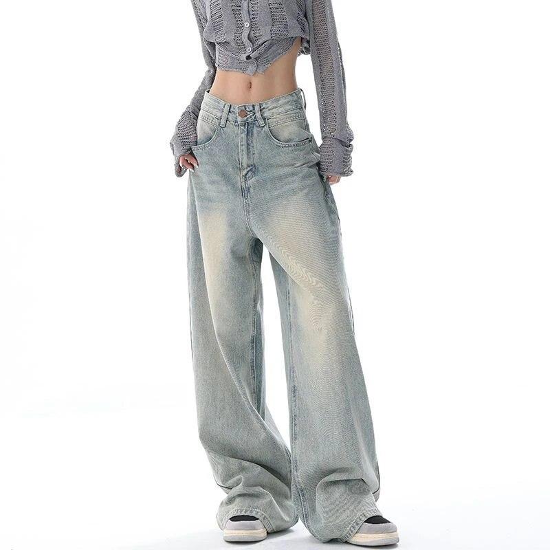 Exotic Vrouwen Vintage Baggy Blue Jeans Hoge Taille Denim Broek 2000s Y2k Harajuku Fashion 90s Esthetische Brede Broek Trashy Kleding 2024 M lichtblauwe kleur