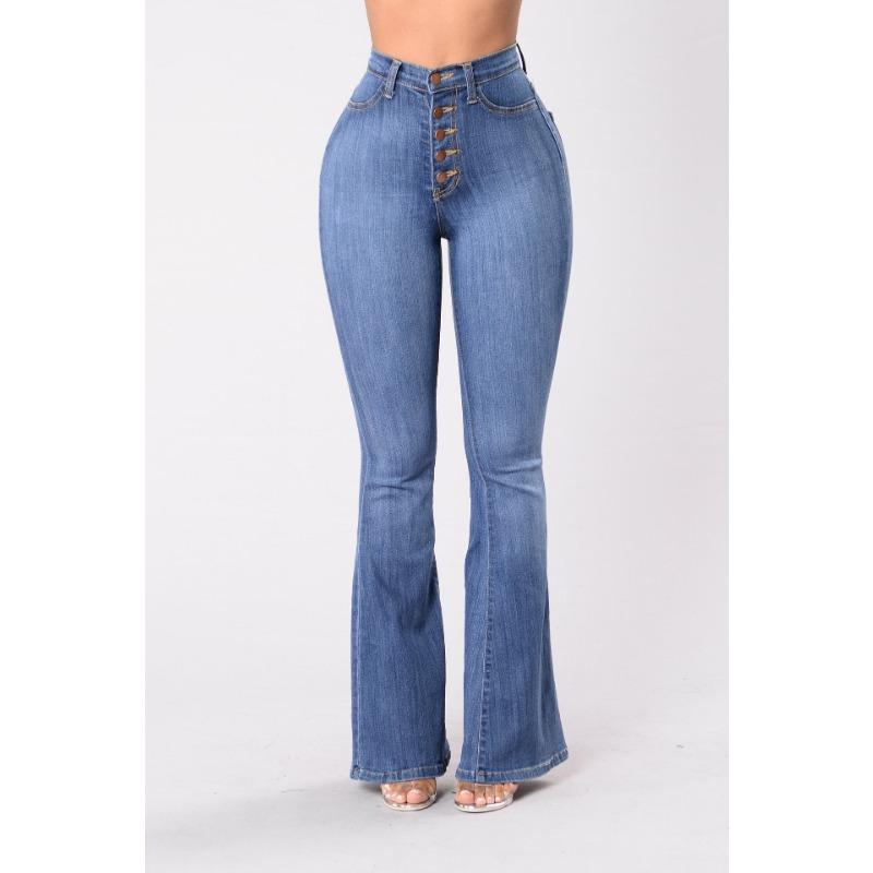 CANVAUS Lente, zomer en herfst damesjeans, slanke heupbroek met hoge taille, lange broek L