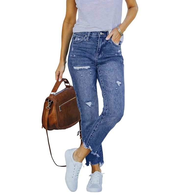 Omena Gescheurde casual stretch vintage damesjeans 2XL blauw