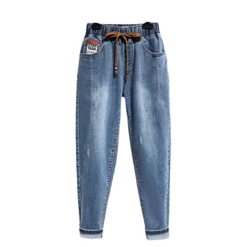 SHIZI Hoge taille dames vintage plus size harembroek losse boyfriend denim jeans streetwear broek XXXXXL