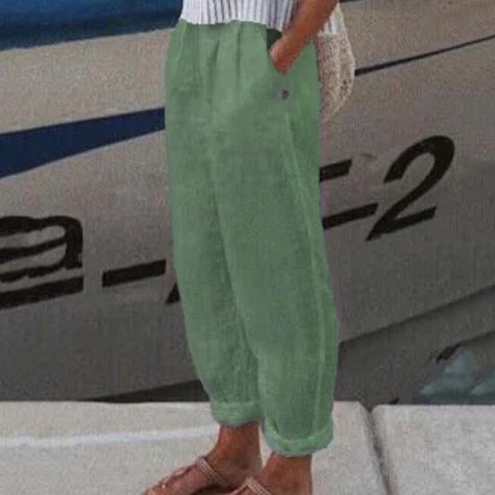 WomWear Mode populaire harembroek effen kleur zakken zomer elastische taille rechte pijpen joggingbroek streetwear 3XL groen