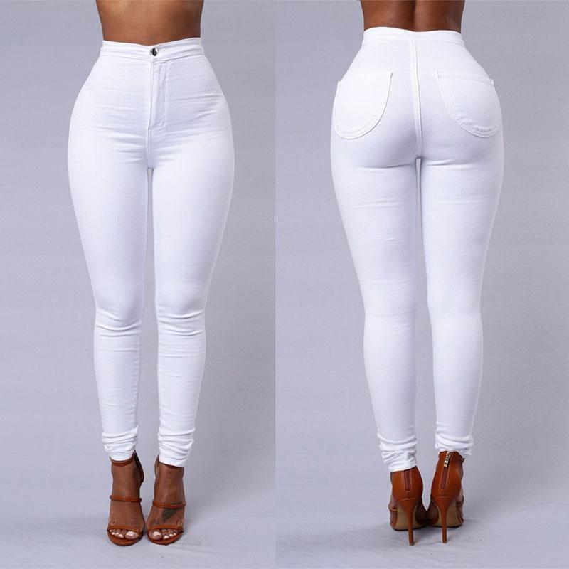 Teacher hua Dames Casual Jeans Hoge Taille Leggings Stretch Skinny Jeans Candy Color Jeans M wit