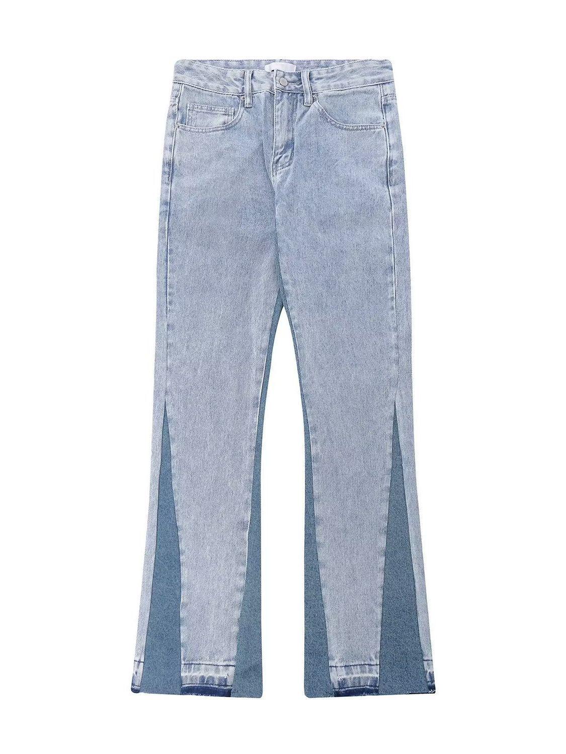 VantaGoods Amerikaanse retro kleur-matchende distressed flared jeans 3XL lichtblauwe kleur
