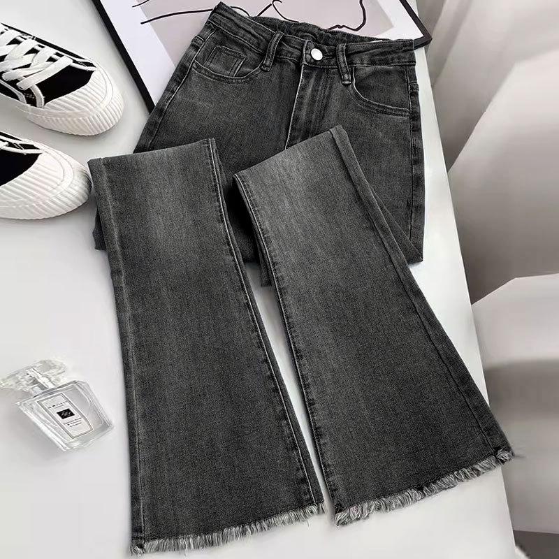VantaGoods Dames High-Waist Retro Flare Jeans, Hoefijzermodel, Slim Fit, Elastisch, Vloerlengte, Kleine Maten Small