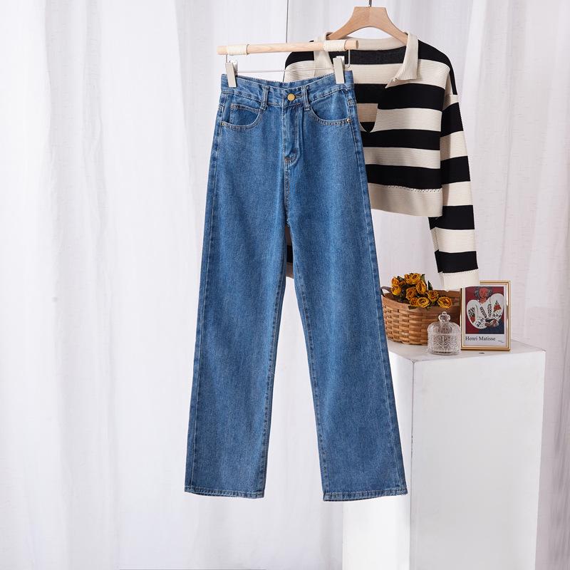VantaGoods Dames High Waist Wide Leg Slim Jeans - Koreaanse stijl Recht, veelzijdig, draperend effect, losse pasvorm 2XL
