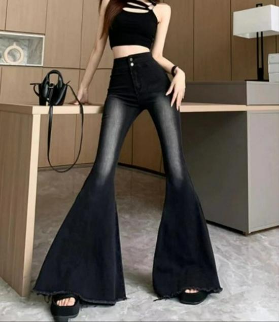 VantaGoods High-Waisted Gradient Flared Denim Jeans voor dames - Herfststijl 2XL