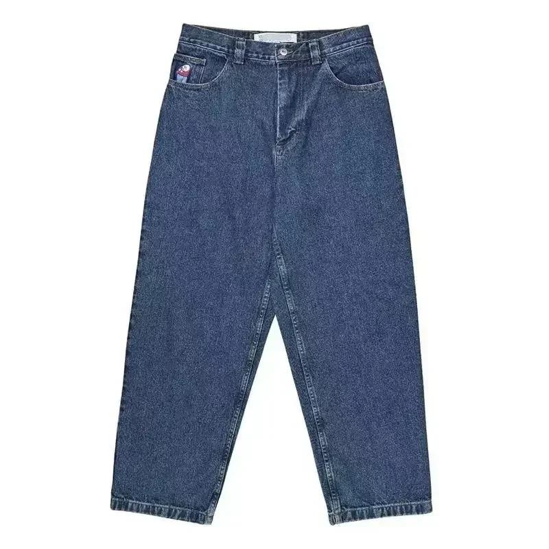 GEMTIDE Nieuwe Harajuku Hip Hop Cartoon Y2K Big Boy Jeans Grafisch Borduurwerk Baggy Jeans Broek Hoge Taille Wijde Pijpen Broek Streetwear S