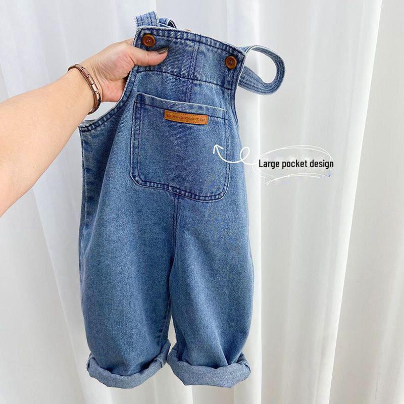 AI Supermarket 2024 Kinderjeans Lente/Herfst: Trendy overalls en simpele broeken voor meisjes 90 cm