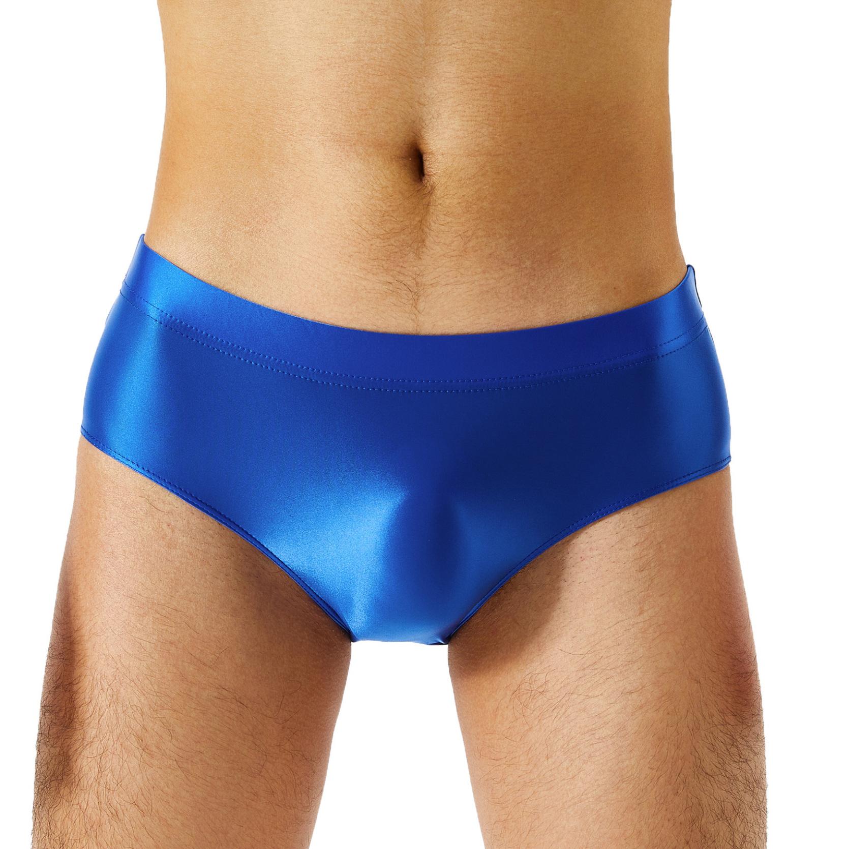 IEFiEL Heren zwemslips met lage taille, bikinibadpakken, glanzende zwembroeken, badkleding XL blauw