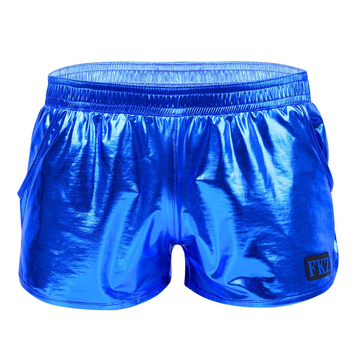 Inhzoy Heren Glanzend Metallic Laagbouw Elastische Tailleband Boxershorts Lounge Korte Broek Strandkleding XL