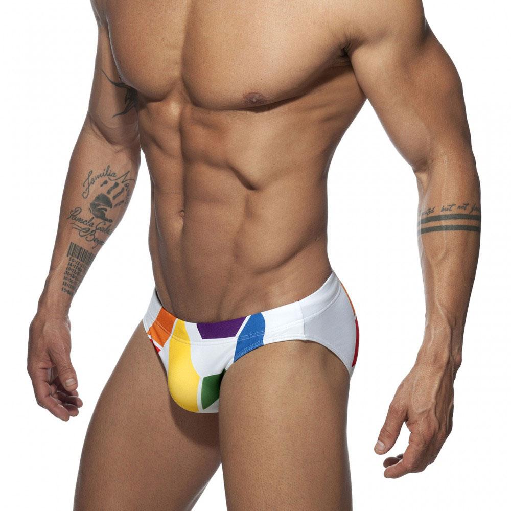 UXH Fashion Herenmode Pride Day-zwemslip Lage taille Grote maat Zomerstrandkleding XXL wit