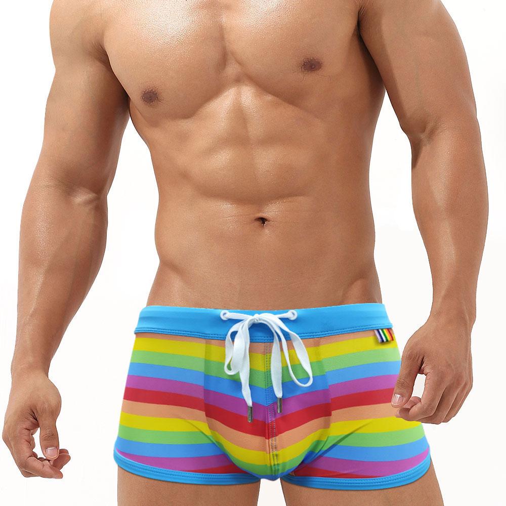 UXH Fashion Mannen zwembroek passen sexy badmode strandkleding bruinen surfen zwarte bloem XXL veelkleurig